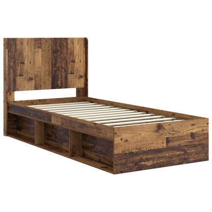 Bedframe met opbergruimte en hoofdbord Oud hout 90 x 200 cm
