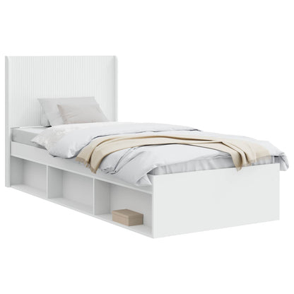 Bedframe met opbergruimte en hoofdbord Wit 90 x 190 cm