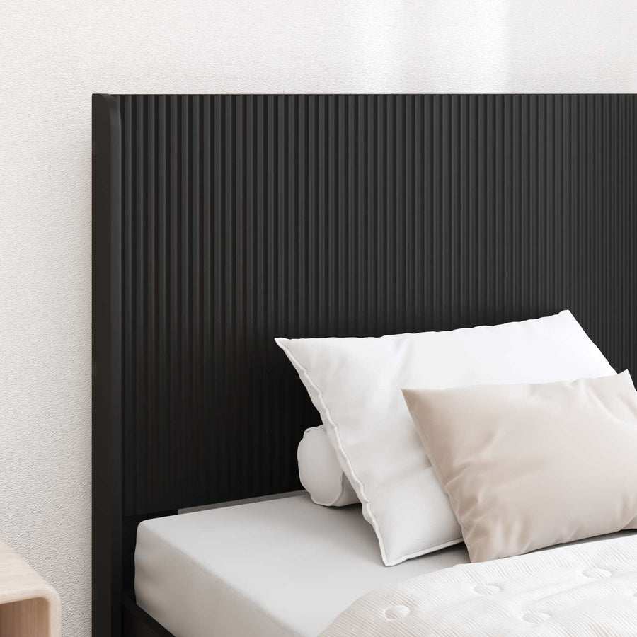 Bedframe met opbergruimte en hoofdbord Zwart 90 x 190 cm