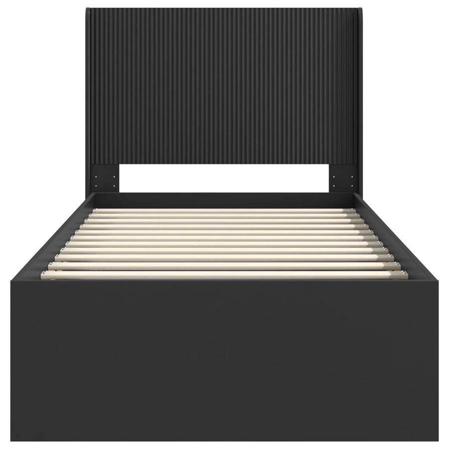 Bedframe met opbergruimte en hoofdbord Zwart 90 x 190 cm