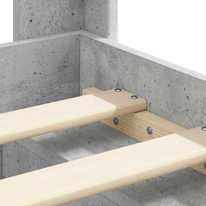 Bedframe met opbergruimte en hoofdbord Betongrijs 90 x 190 cm