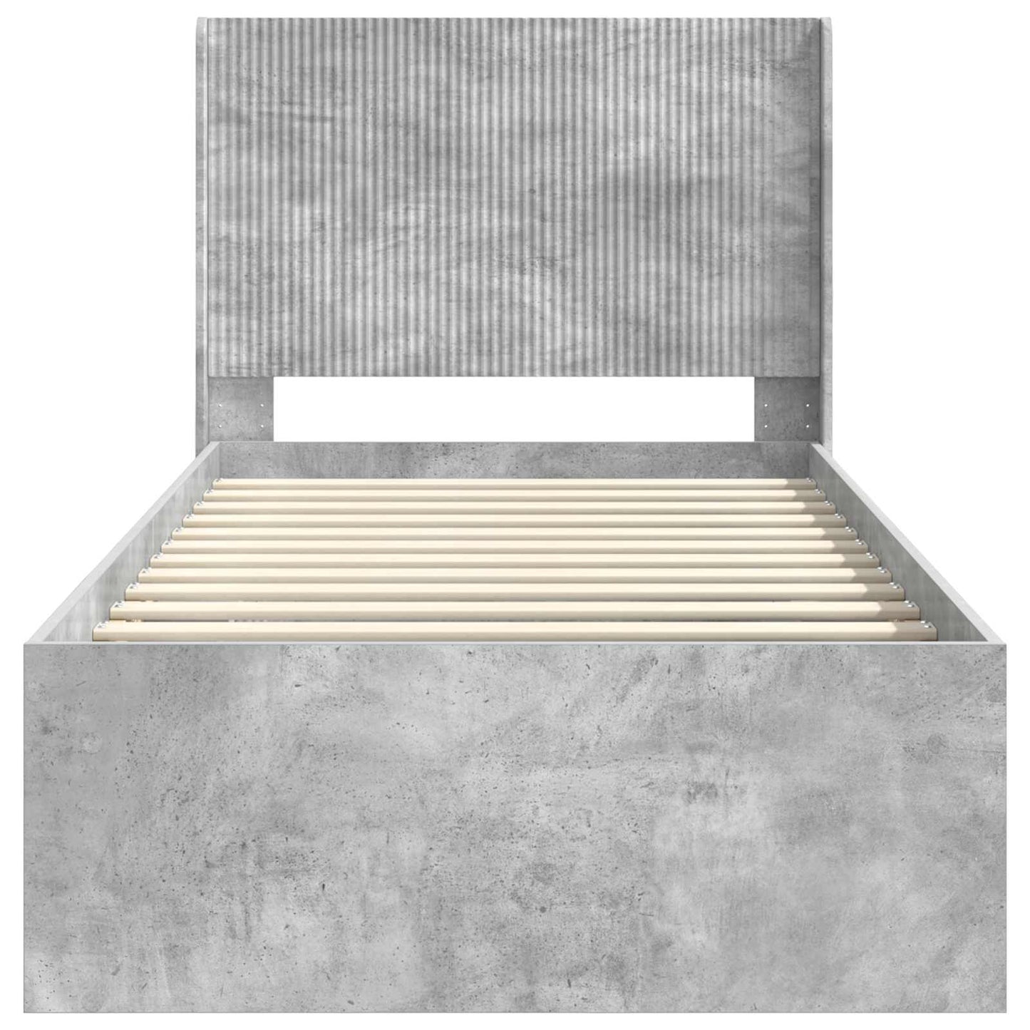 Bedframe met opbergruimte en hoofdbord Betongrijs 90 x 190 cm