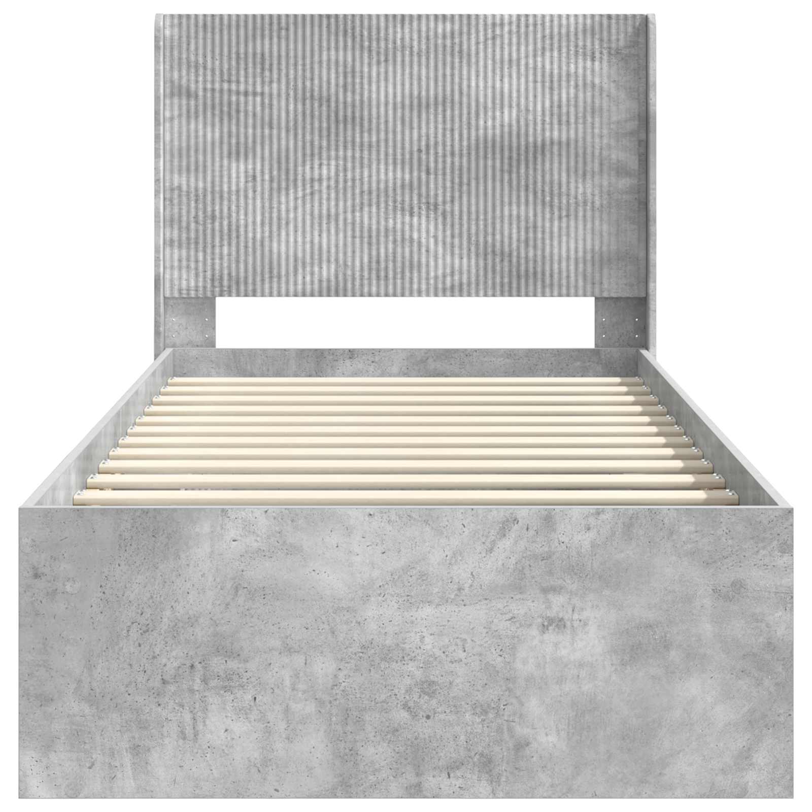 Bedframe met opbergruimte en hoofdbord Betongrijs 90 x 190 cm