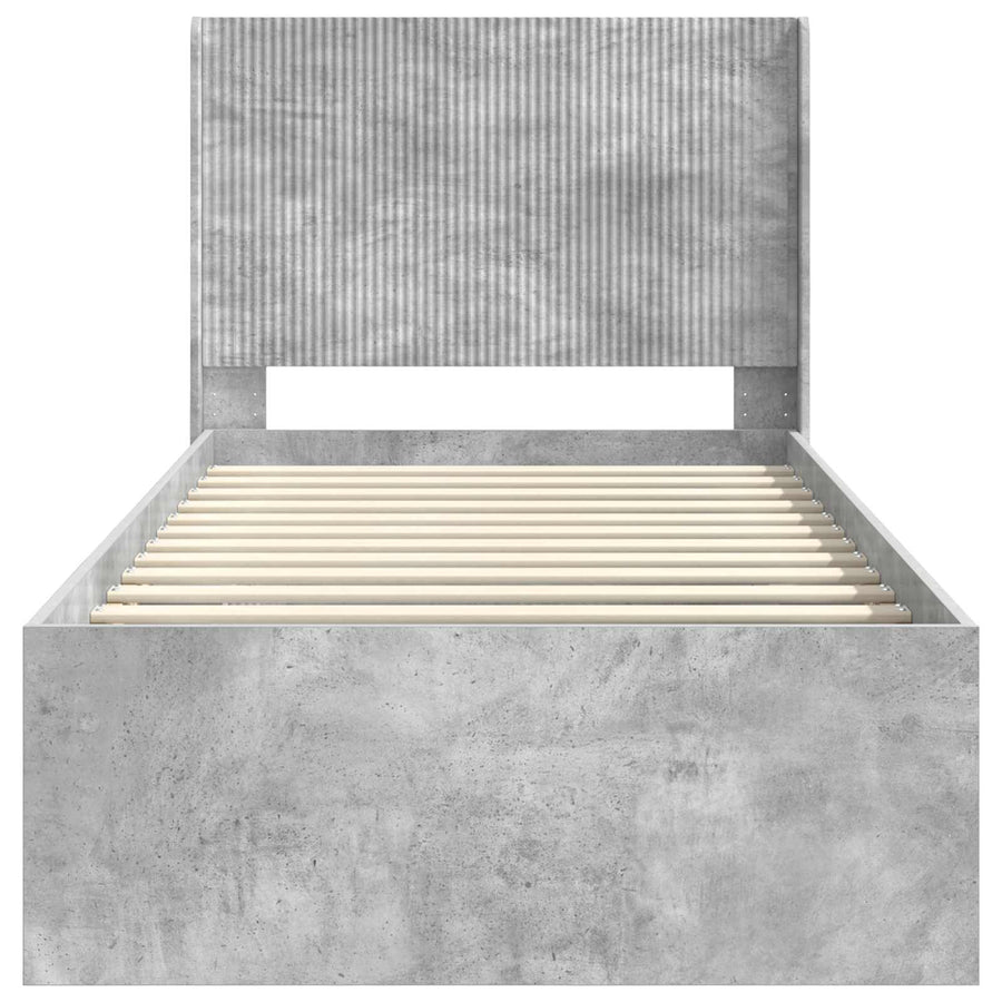 Bedframe met opbergruimte en hoofdbord Betongrijs 90 x 190 cm