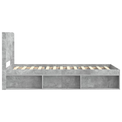 Bedframe met opbergruimte en hoofdbord Betongrijs 90 x 190 cm