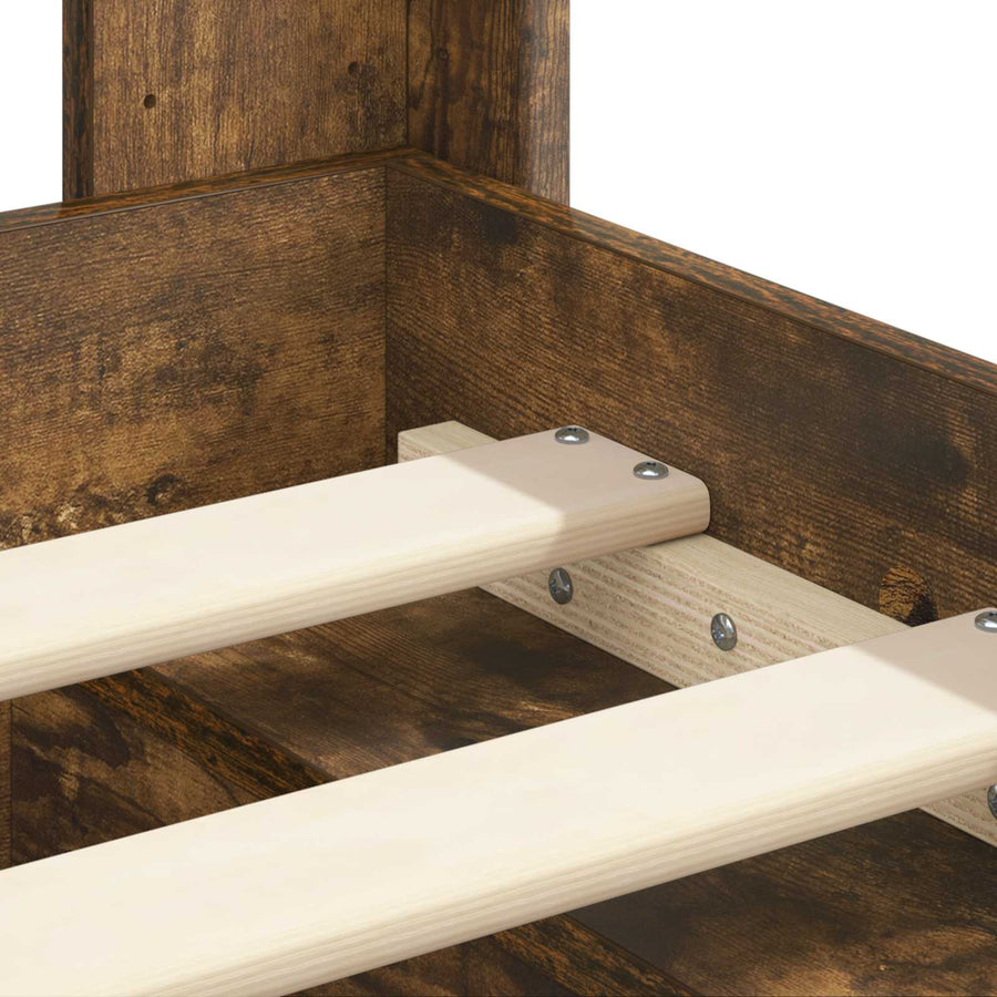 Bedframe met opbergruimte en hoofdbord Gerookt eiken