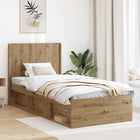 Bed frame with storage and headboard Artisanal oak