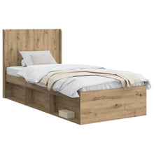 Bedframe met opbergruimte en hoofdbord Artisanaal eiken
