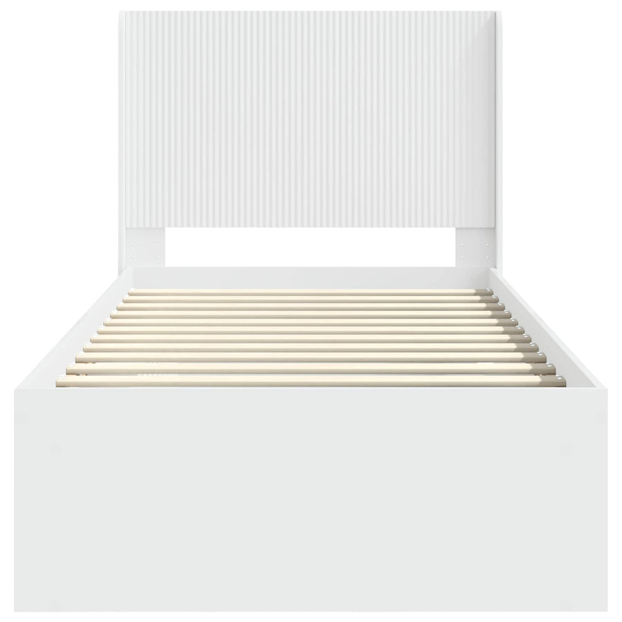 Bedframe met opbergruimte en hoofdbord Wit 75 x 190 cm