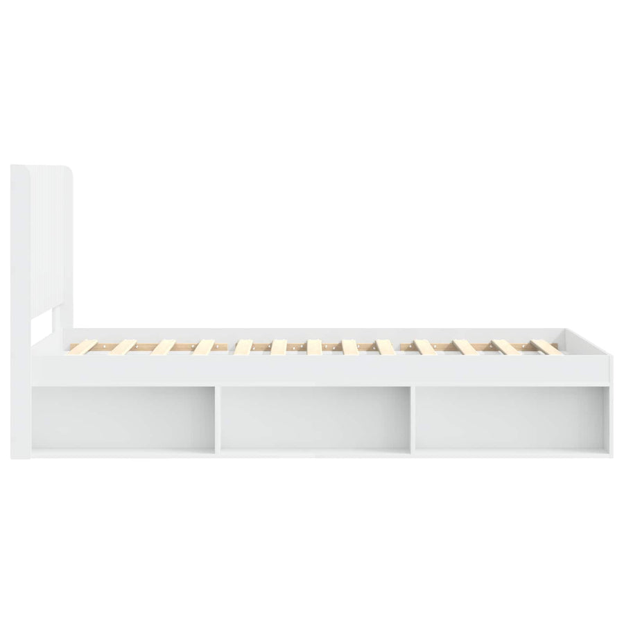 Bedframe met opbergruimte en hoofdbord Wit 75 x 190 cm