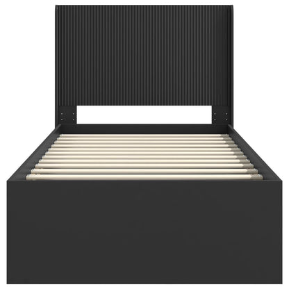 Bedframe met opbergruimte en hoofdbord Zwart 75 x 190 cm