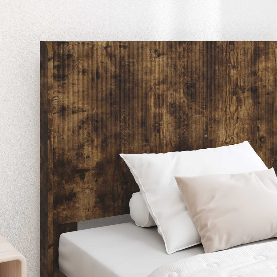 Bedframe met opbergruimte en hoofdbord Gerookt eiken