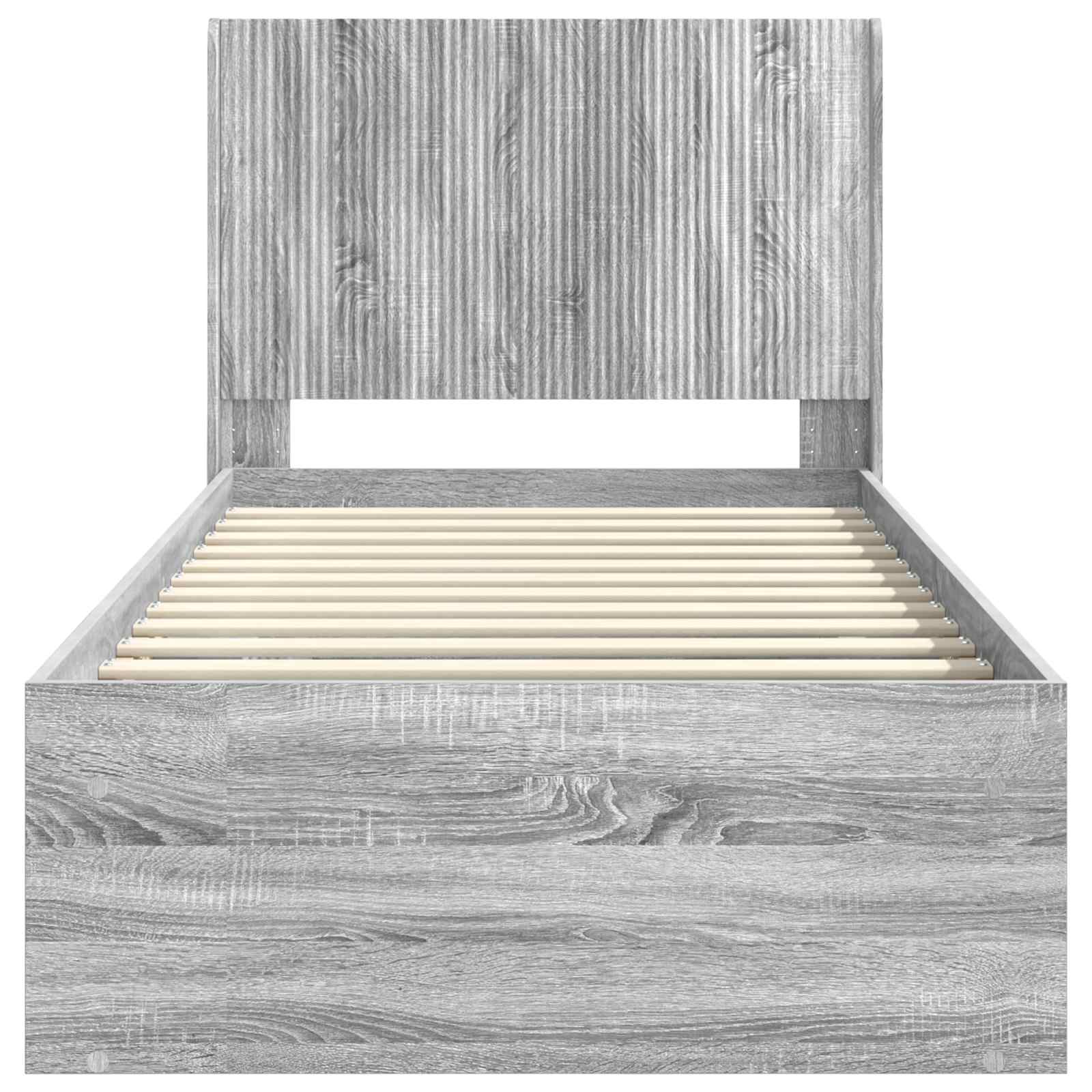 Bedframe met opbergruimte en hoofdbord Grijs Sonoma 75 x 190 cm