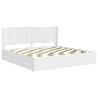Bedframe met opbergruimte en hoofdbord Wit 200 x 200 cm