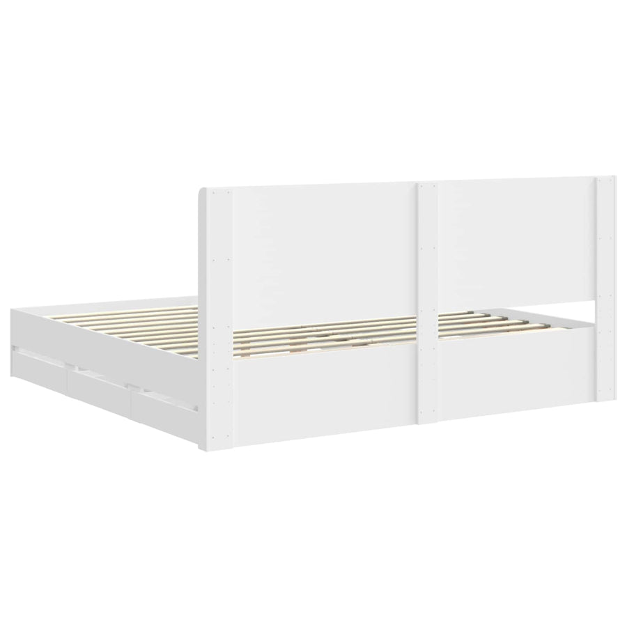 Bedframe met opbergruimte en hoofdbord Wit 200 x 200 cm