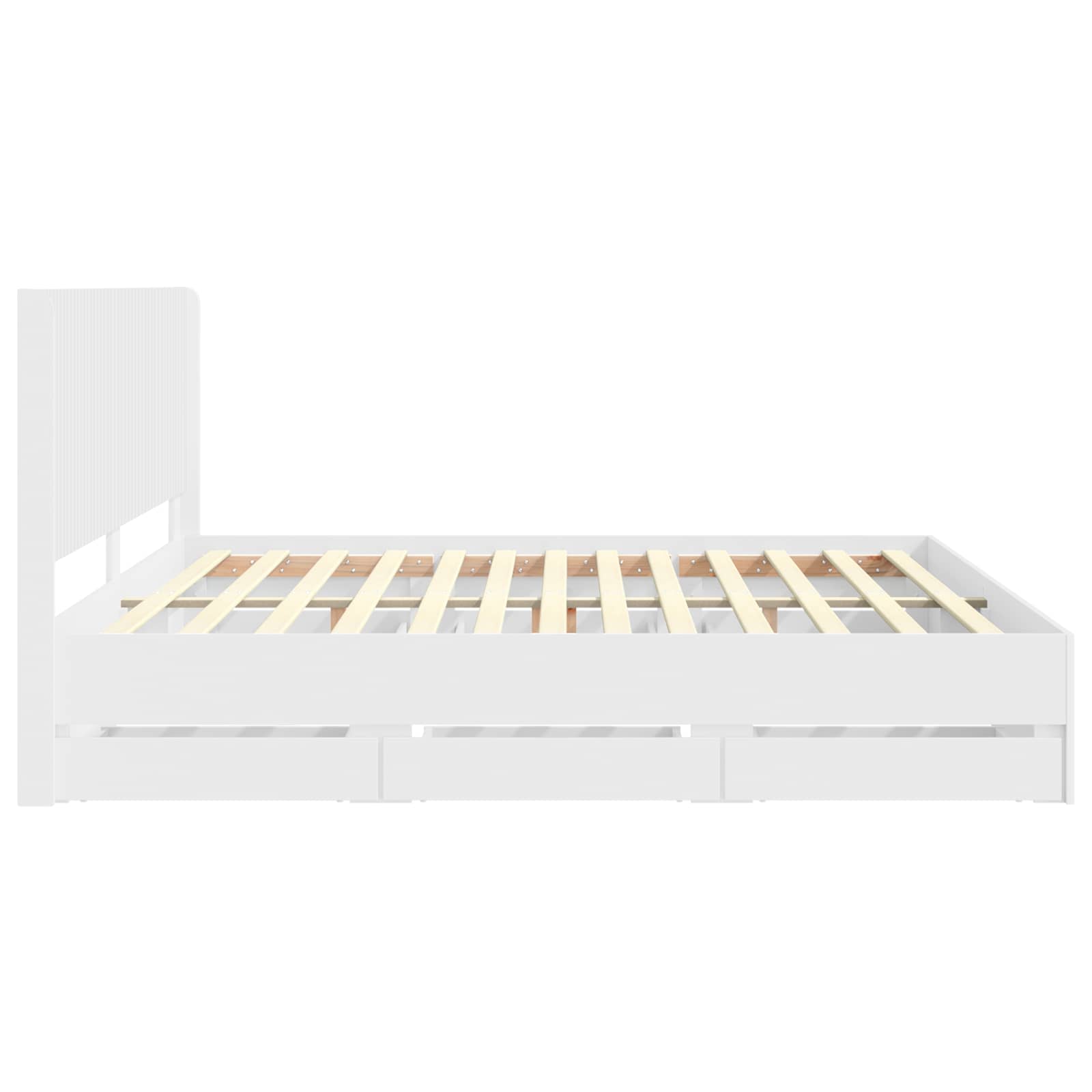 Bedframe met opbergruimte en hoofdbord Wit 200 x 200 cm