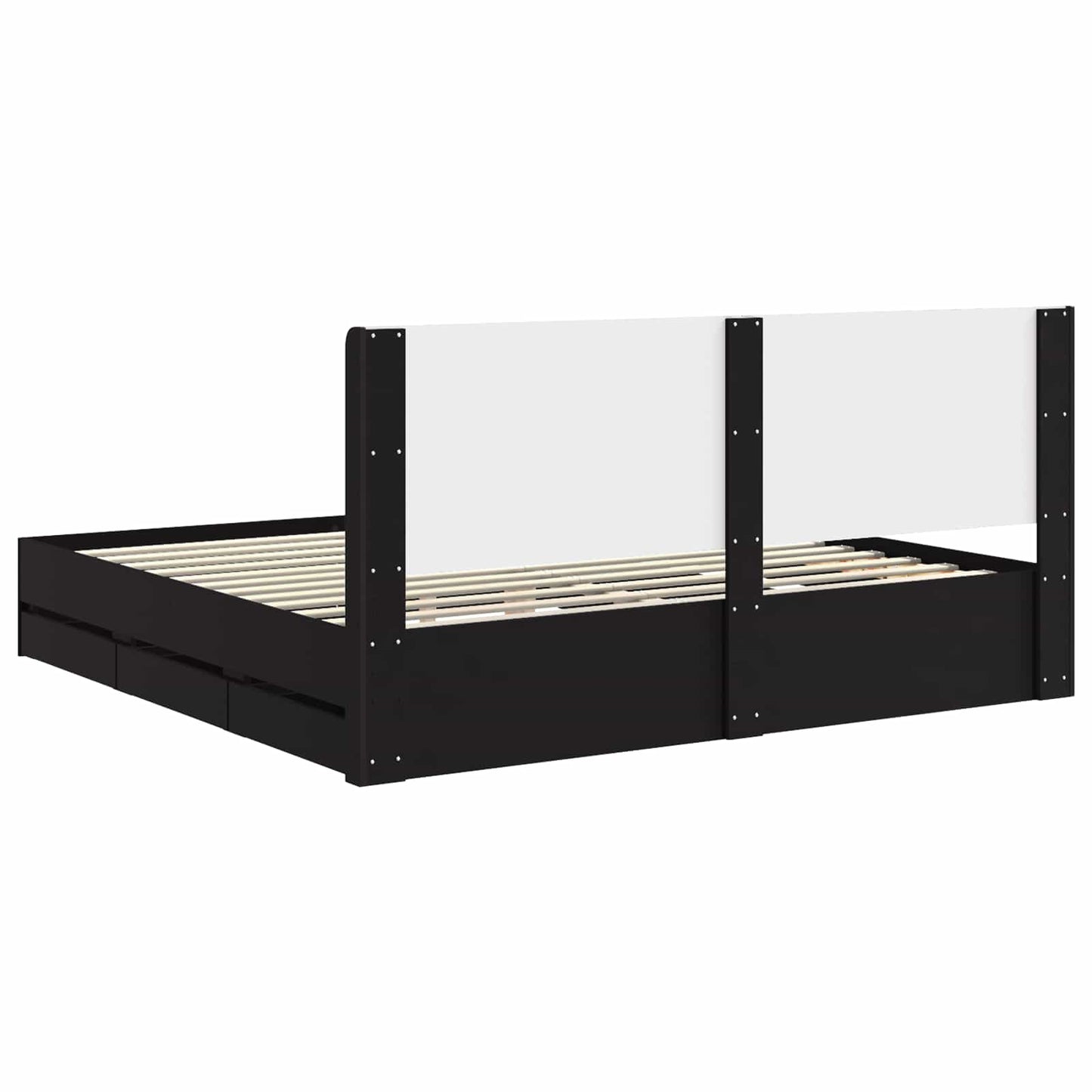 Bedframe met opbergruimte en hoofdbord Zwart 200 x 200 cm