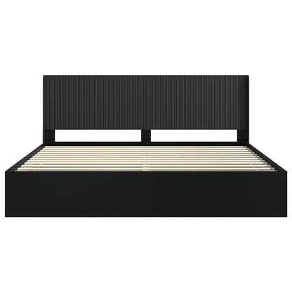 Bedframe met opbergruimte en hoofdbord Zwart 200 x 200 cm
