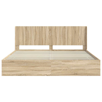 Bedframe met opbergruimte en hoofdbord met lade Sonoma Eiken