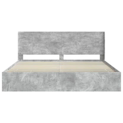 Bedframe met opbergruimte en hoofdbord Betongrijs 200 x 200 cm