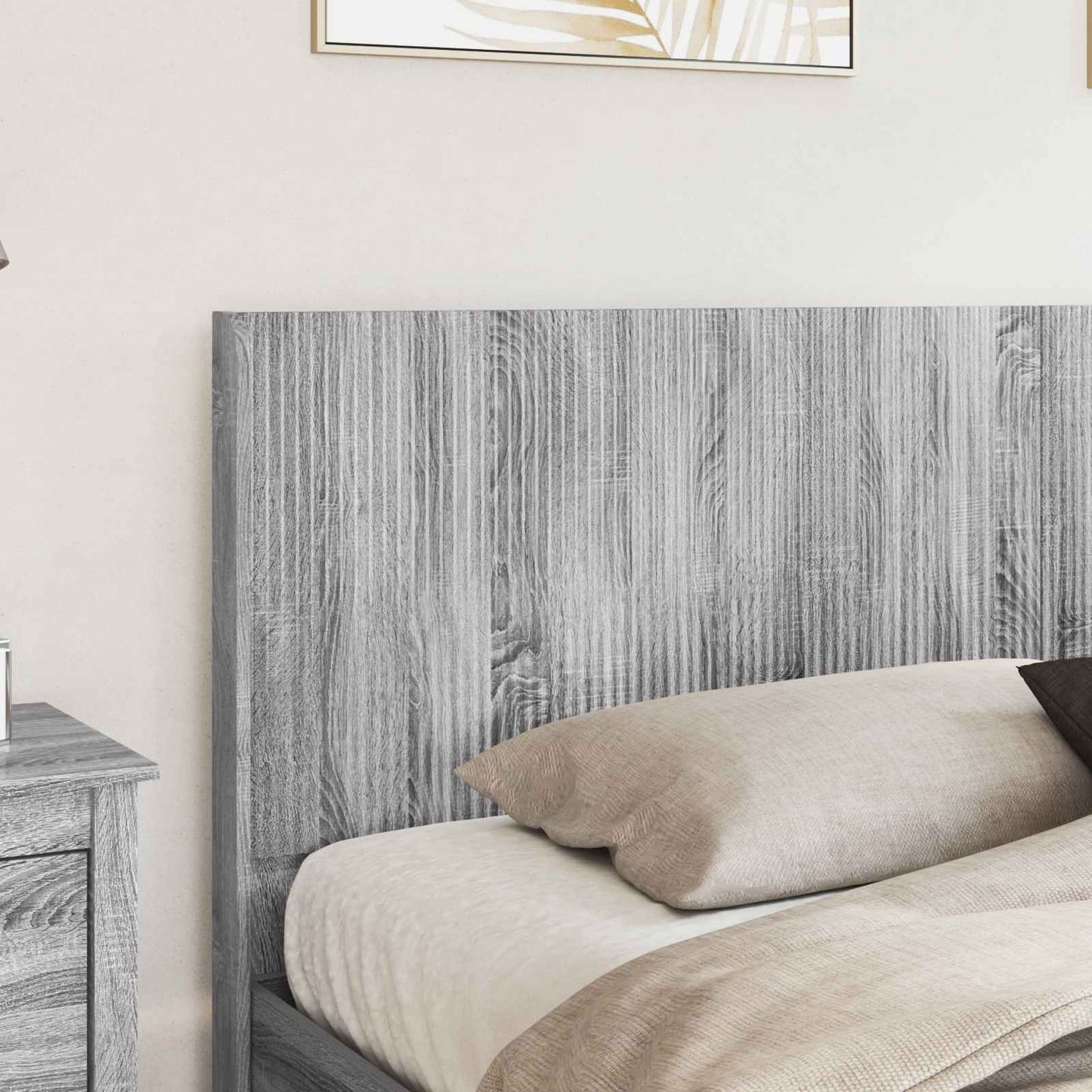 Bedframe met opbergruimte en hoofdbord met lade Grijs sonoma