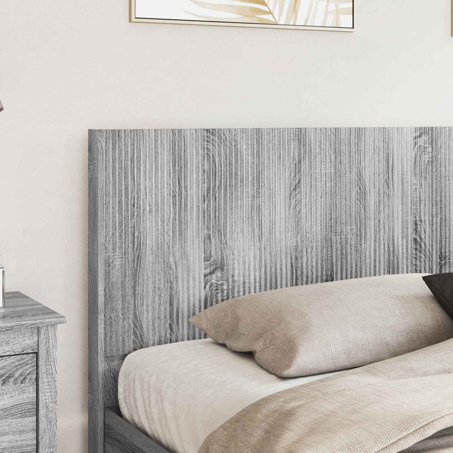 Bedframe met opbergruimte en hoofdbord met lade Grijs sonoma