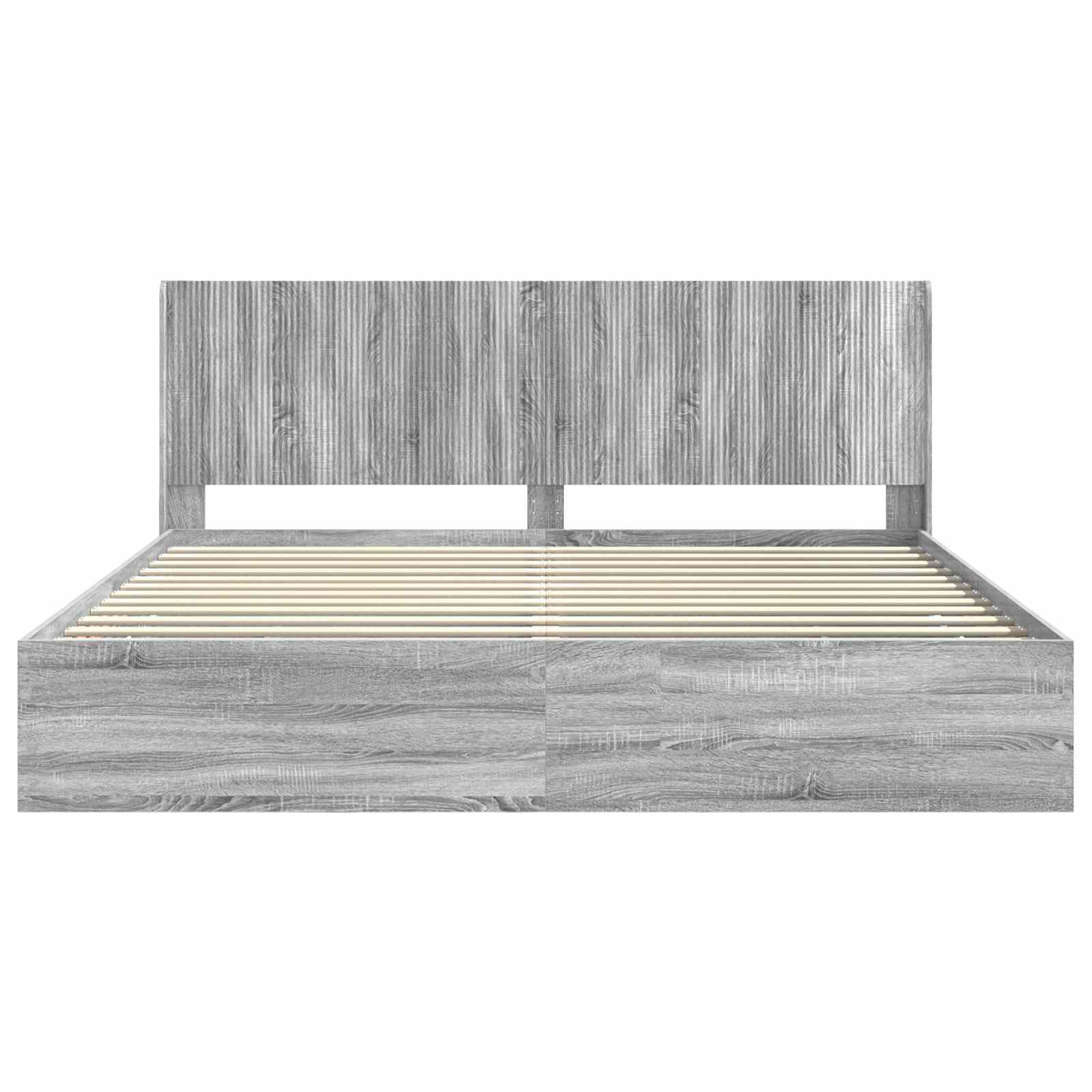 Bedframe met opbergruimte en hoofdbord met lade Grijs sonoma