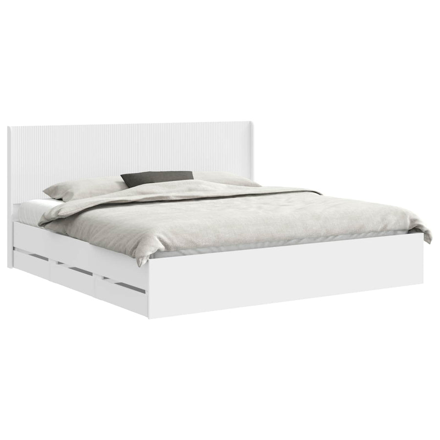 Bedframe met opbergruimte en hoofdbord Wit 180 x 200 cm