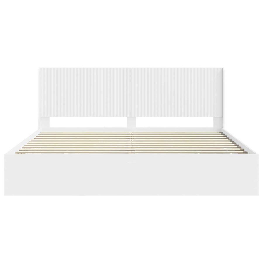 Bedframe met opbergruimte en hoofdbord Wit 180 x 200 cm