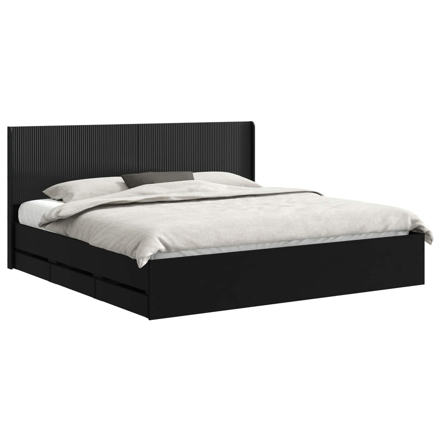 Bedframe met opbergruimte en hoofdbord Zwart 180 x 200 cm