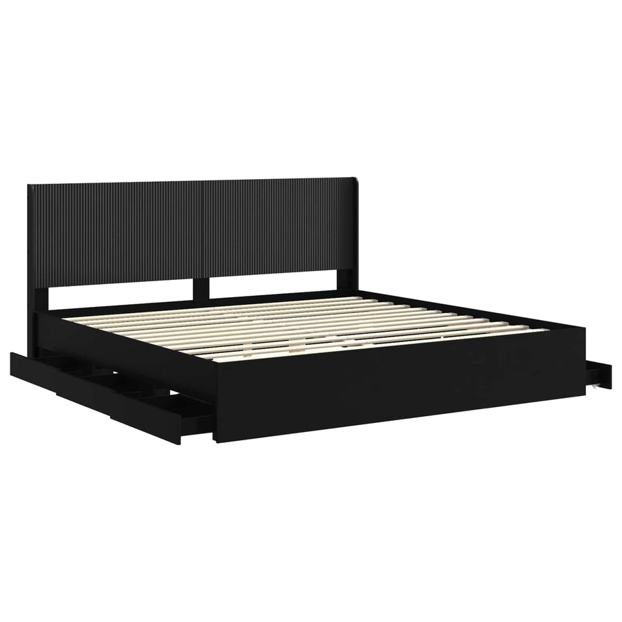 Bedframe met opbergruimte en hoofdbord Zwart 180 x 200 cm