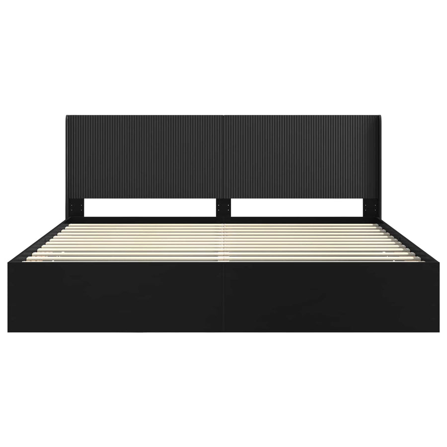 Bedframe met opbergruimte en hoofdbord Zwart 180 x 200 cm
