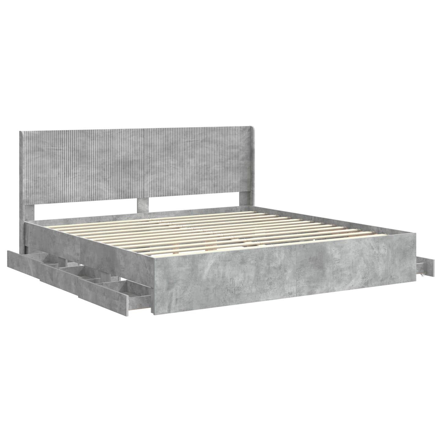 Bedframe met opbergruimte en hoofdbord Betongrijs 180 x 200 cm