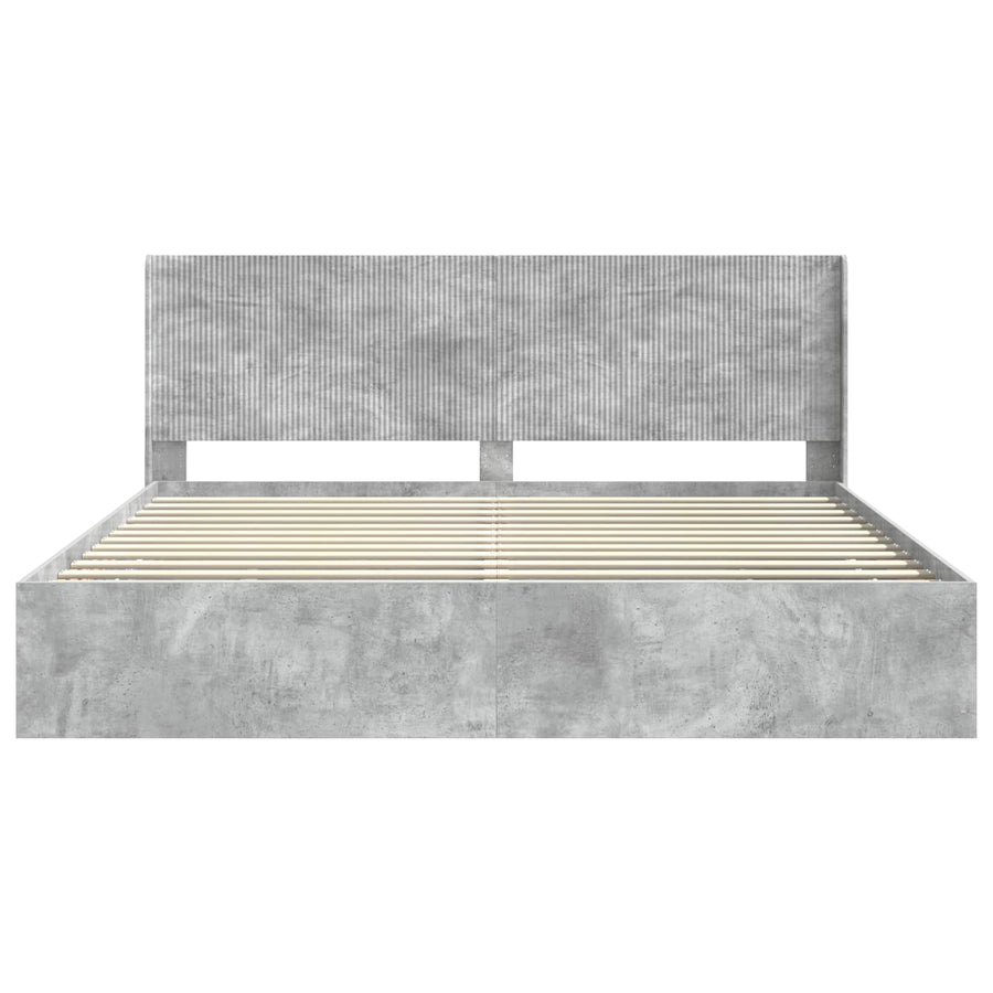 Bedframe met opbergruimte en hoofdbord Betongrijs 180 x 200 cm