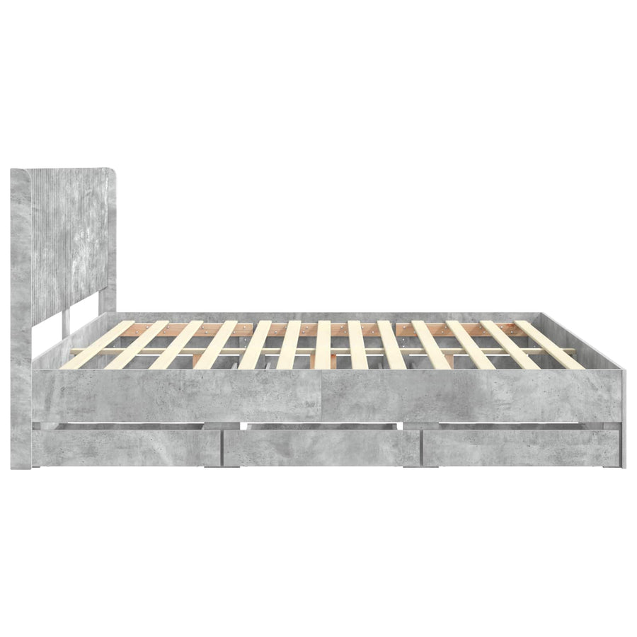 Bedframe met opbergruimte en hoofdbord Betongrijs 180 x 200 cm