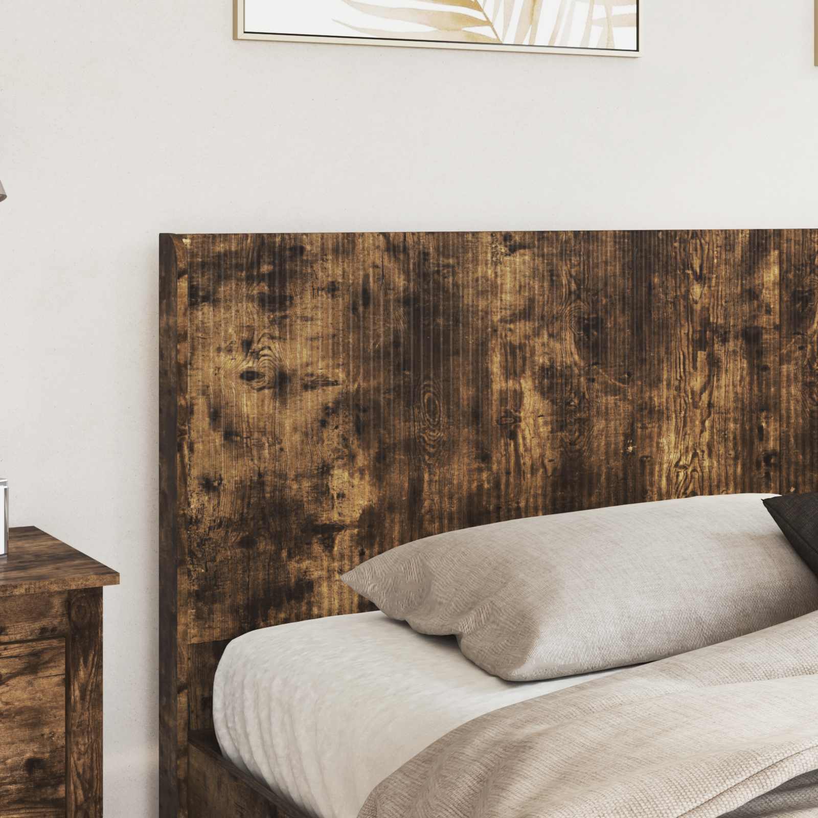 Bedframe met opbergruimte en hoofdbord met lade Gerookt eiken