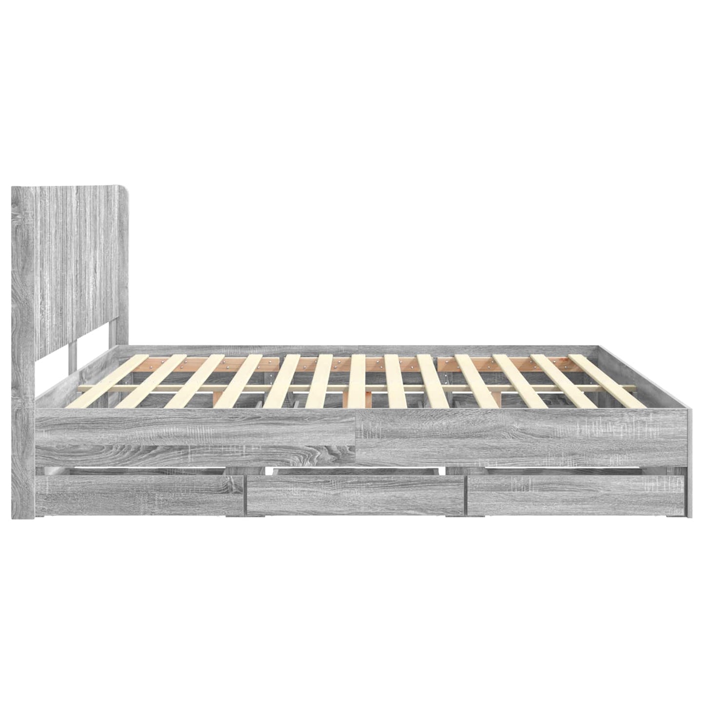Bedframe met opbergruimte en hoofdbord met lade Grijs sonoma