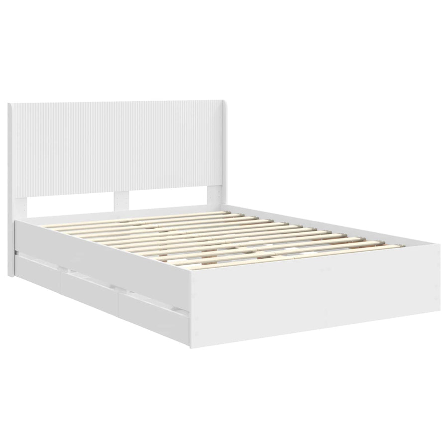 Bedframe met opbergruimte en hoofdbord Wit 160 x 200 cm