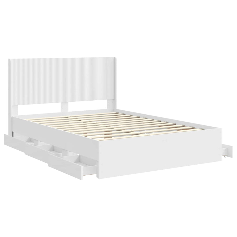 Bedframe met opbergruimte en hoofdbord Wit 160 x 200 cm