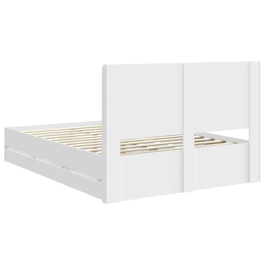Bedframe met opbergruimte en hoofdbord Wit 160 x 200 cm