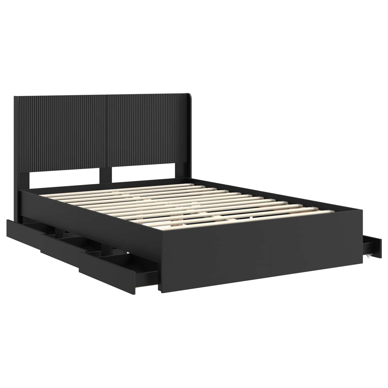 Bedframe met opbergruimte en hoofdbord Zwart 160 x 200 cm