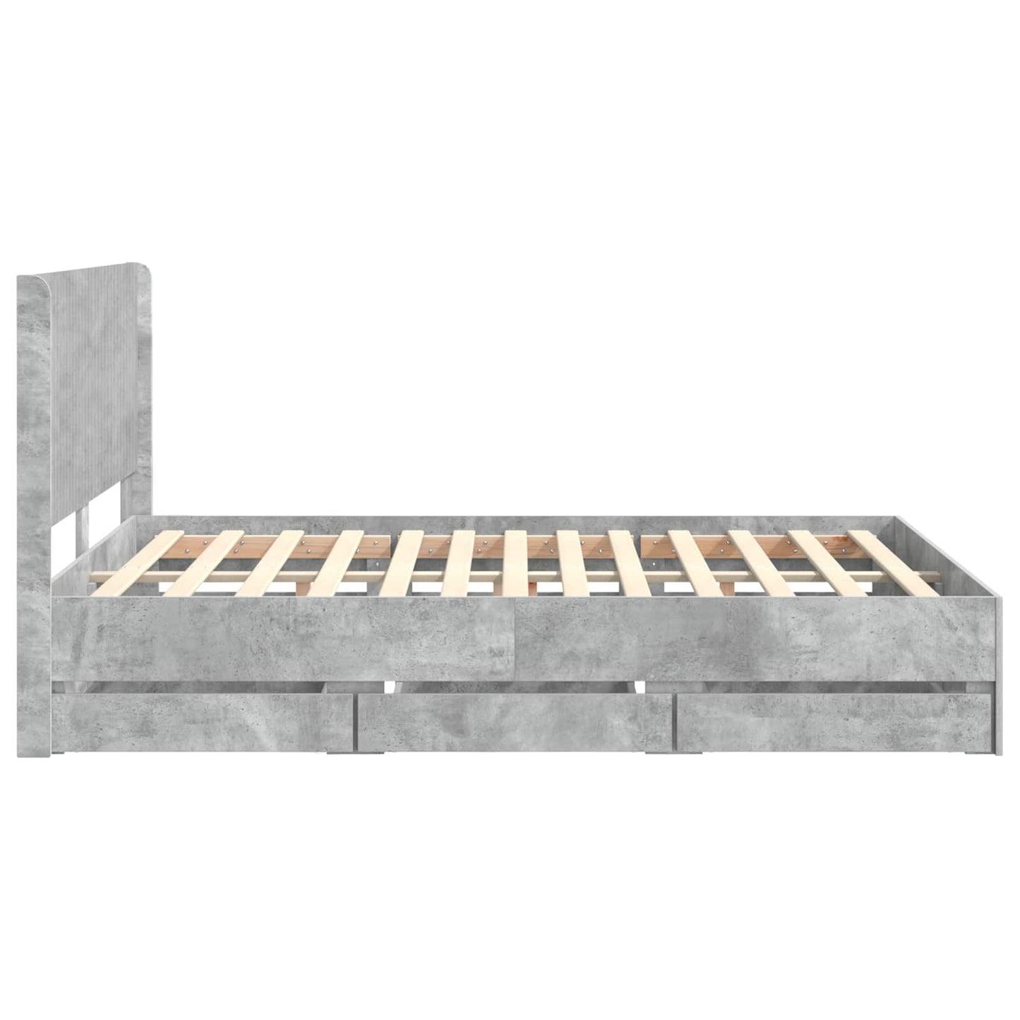 Bedframe met opbergruimte en hoofdbord Betongrijs 160 x 200 cm