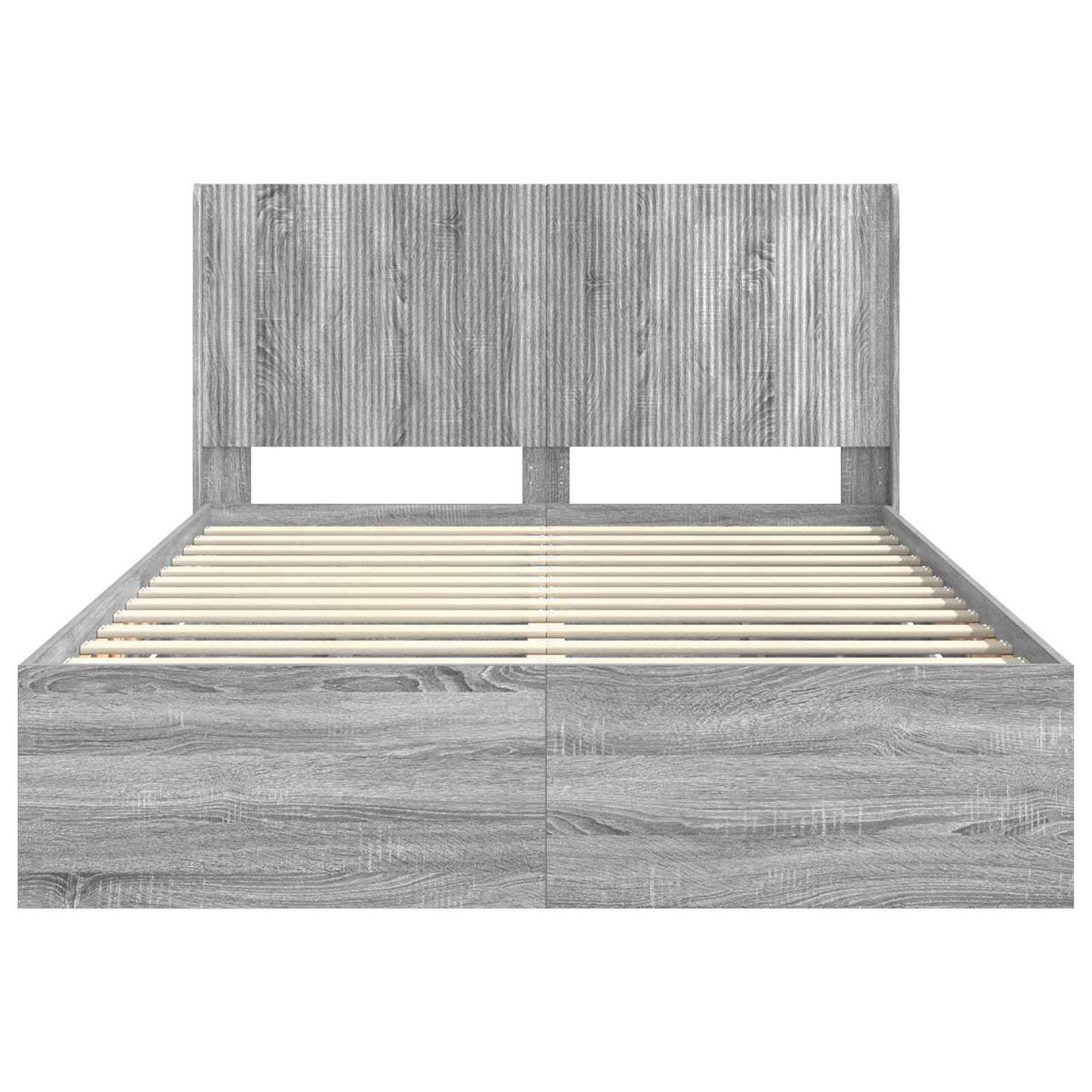 Bedframe met opbergruimte en hoofdbord met lade Grijs sonoma