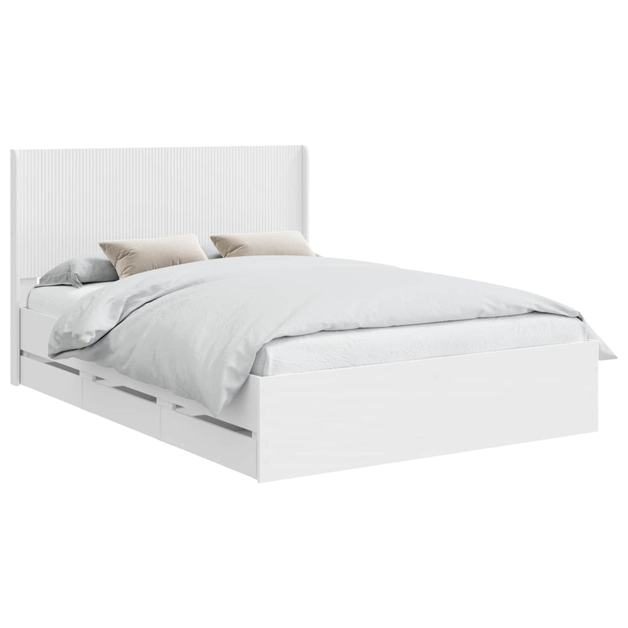 Bedframe met opbergruimte en hoofdbord Wit 150 x 200 cm