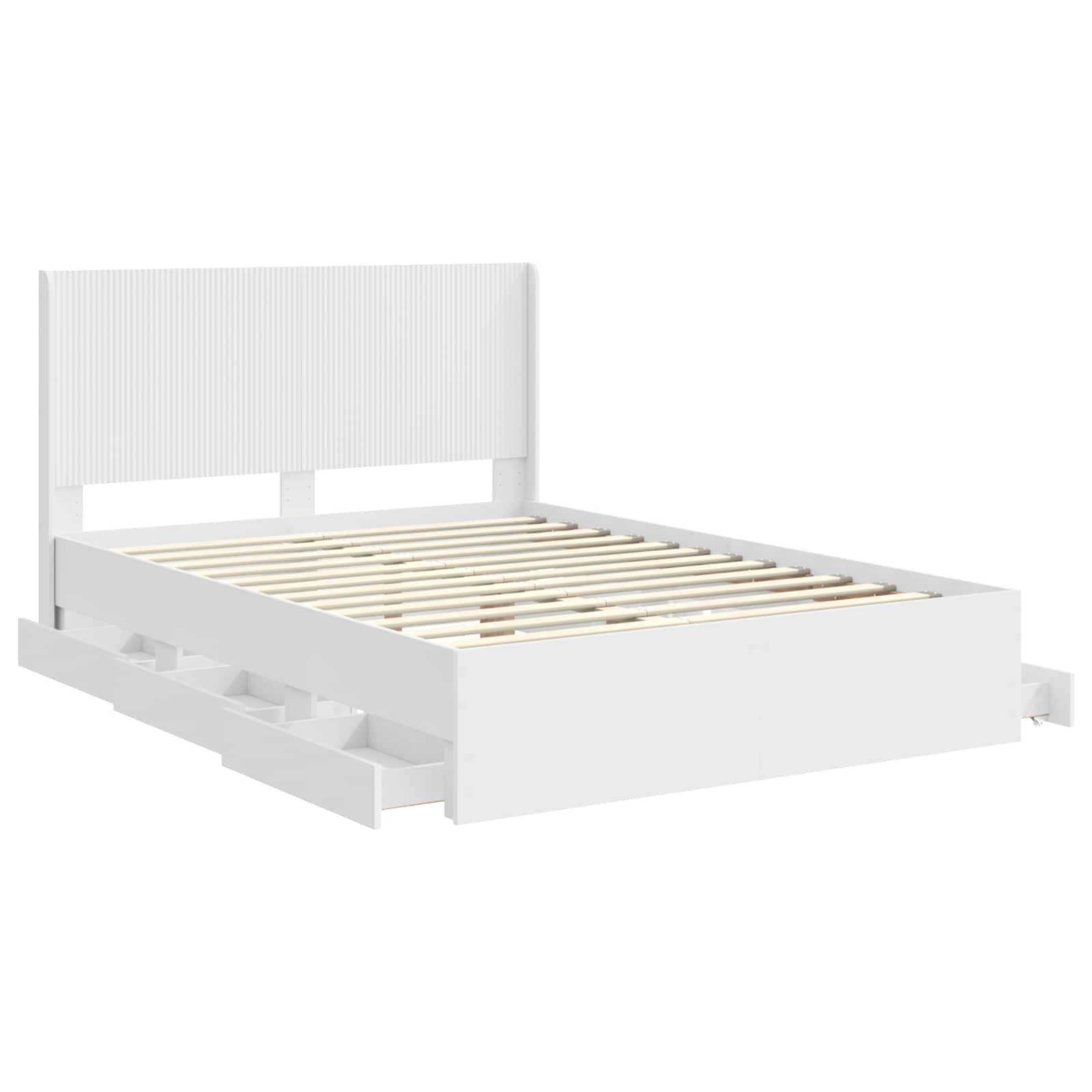 Bedframe met opbergruimte en hoofdbord Wit 150 x 200 cm