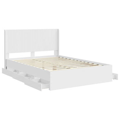 Bedframe met opbergruimte en hoofdbord Wit 150 x 200 cm