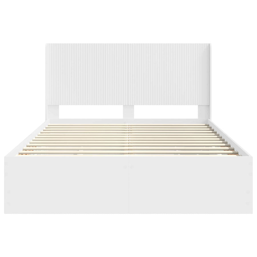 Bedframe met opbergruimte en hoofdbord Wit 150 x 200 cm