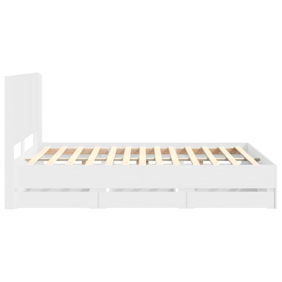 Bedframe met opbergruimte en hoofdbord Wit 150 x 200 cm
