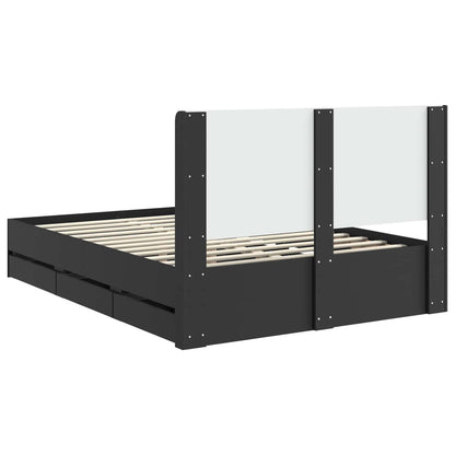Bedframe met opbergruimte en hoofdbord Zwart 140 x 200 cm
