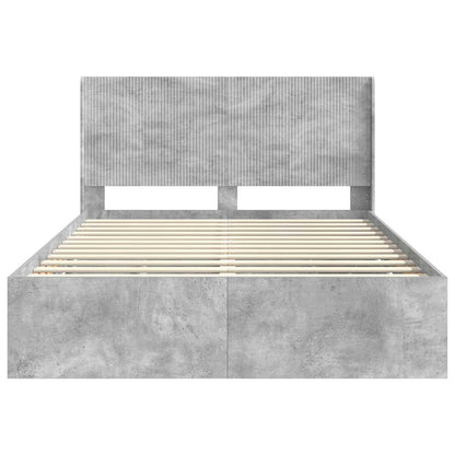 Bedframe met opbergruimte en hoofdbord Betongrijs 140 x 200 cm